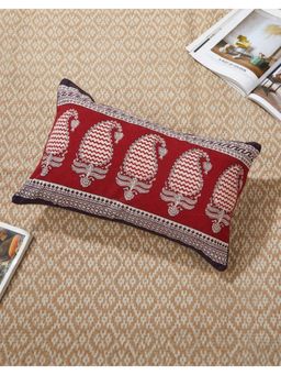 Fabindia - Red Cotton Baghni Cushion Cover (12x18 inches)