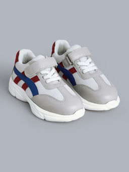 Hopscotch - Grey Striped Athletic Shoes