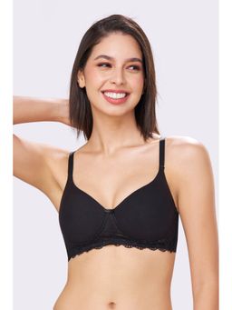 bodyline - Bambi Black Seamless U-Back Wire Free Solid and Lace Padded T-Shirt Bra