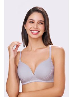 bodyline - Felicity Moonstone Grey Wire-Free Padded T-Shirt Bra with Lace Detailing