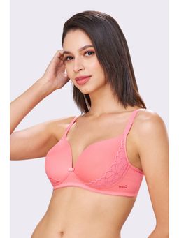 bodyline - Felicity Peony Peach Wire-Free Padded T-Shirt Bra with Lace Detailing