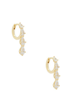 By Adina Eden - Teardrop Cz Cascade Huggie Earrings