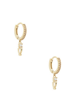 By Adina Eden - Double Cz Dangling Drop Huggie Earring