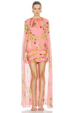 HEMANT AND NANDITA - Ruched Cape Mini Dress