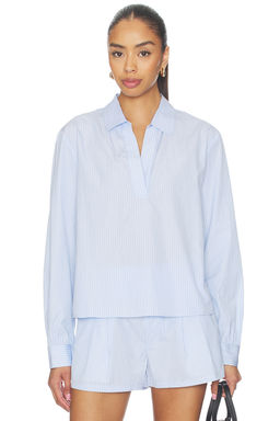 FRAME - The Striped Long Sleeve Popover Top