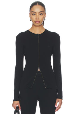 Fear of God ESSENTIALS - Signature Rib Knit Fitted Long Sleeve Zip Up Tee