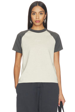 Fear of God ESSENTIALS - Signature Classic Fit Baseball Tee in Heather Stone & Iron Grey