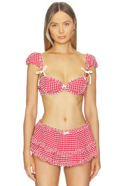 For Love & Lemons - Alison Puff Sleeve Bikini Top