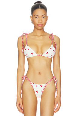 For Love & Lemons - Beaded Cherries Bikini Top