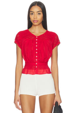 Free People - Glimmer Embroidered Top