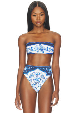 FARM Rio - Porcelain Garden Bandeau Bikini Top