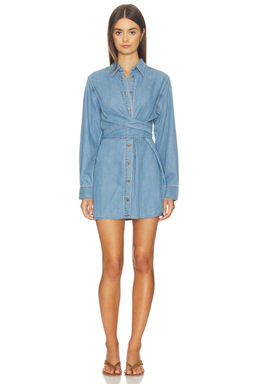 Good American - Denim Wrap Shirt Dress