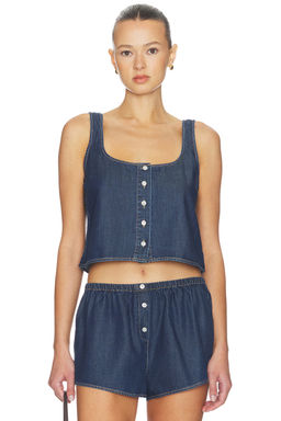 Good American - Denim Button Front Tank Top