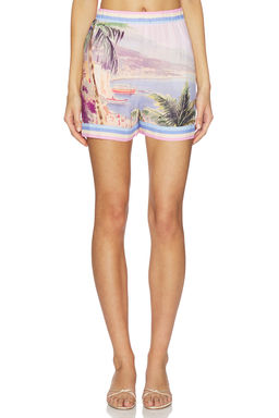 L'AGENCE - Enyo Postcard Print Shorts