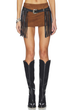 LAMARQUE - Shann Belted Micro Suede Skirt