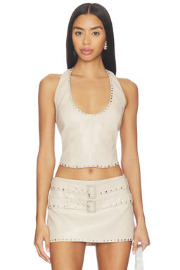 LAMARQUE - x REVOLVE Liddy Faux Leather Studded Halter Top