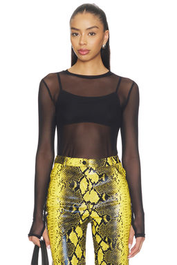 Michael Lauren - Vero Long Sleeve Fitted Mesh Top