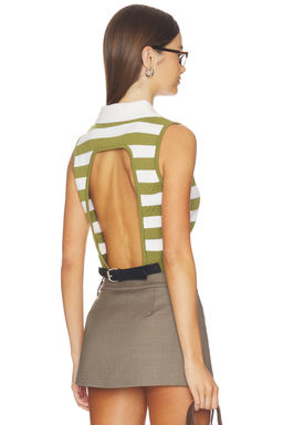 Monse - Leather Belt Cut Out Knitted Top