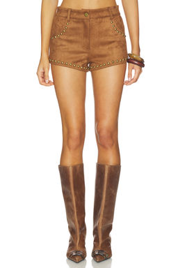 MORE TO COME - Leanan Studded Faux Suede Short