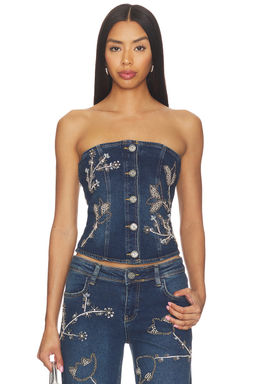 OW Collection - Nova Embellished Denim Top