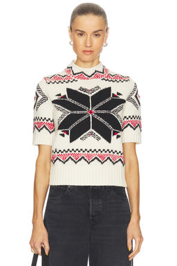 POLO RALPH LAUREN - Snowflake Mockneck Short Sleeve Sweater