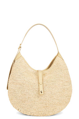 POLO RALPH LAUREN - Raffia Leather Medium Shoulder Bag