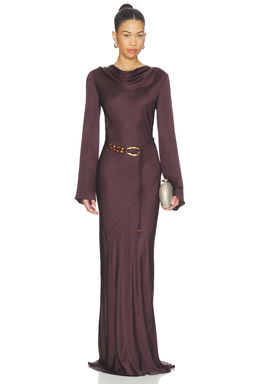 Shona Joy - Agnes Long Sleeve Maxi Dress With Belt