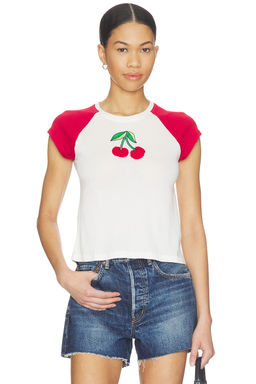 The Laundry Room - Cherries Embroidery Raglan Baby Tee