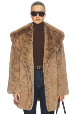 Weworewhat - Shawl Collar Faux Fur Coat