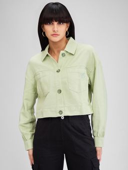 Spykar - Green Boxy Fit Solid Full Sleeves Shirt for Women