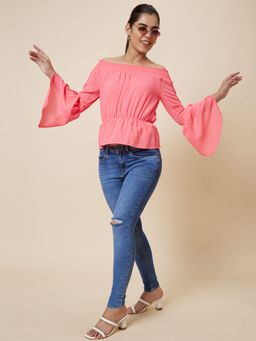 Globus - Women Pink Self Design Polyester Top