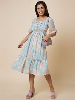 Globus - Women Green Printed Fit And Flare Dress