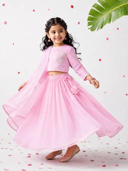 Somersault - Girls Pink Lehenga Choli with Dupatta