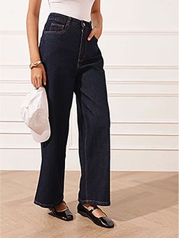 STREET 9 - Blue Solid Denim Regular Jeans