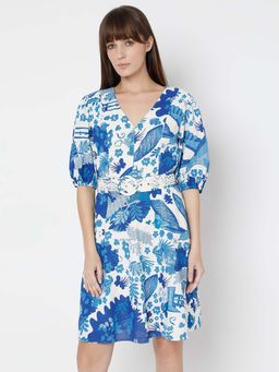 VERO MODA - Floral Printed Short Dress with Belt (Set of 2)