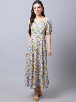 Cantabil - Women Blue Floral Casual Dress