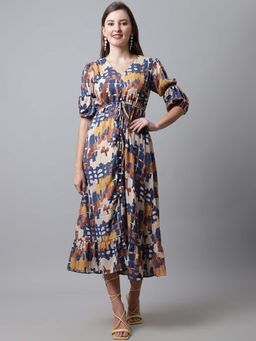 Cantabil - Women Multicolour Abstract Print Casual Dress