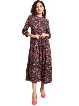 Cantabil - Women Black Floral Casual Dress