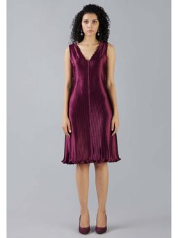 MISH - LUXE By MISH Maroon Pleated Dress