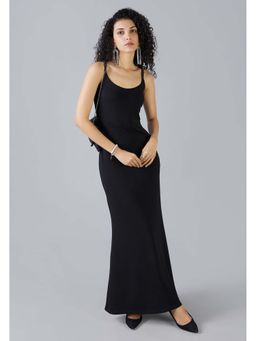MISH - LUXE By MISH Black Long Flared Fit Scuba Maxi Dress