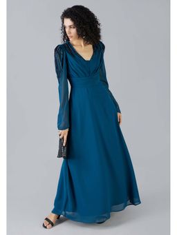 MISH - LUXE By MISH Teal Georgette Maxi Dress