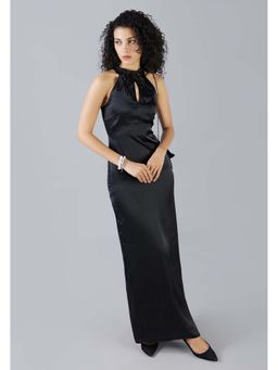 MISH - LUXE By MISH Black Colour Satin Maxi Dress