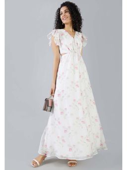 MISH - LUXE By MISH Off White Floral Print Maxi Dress