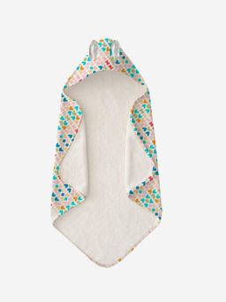 Polka Tots - 2 Layer Pure Muslin Cotton Towel With Cute Ears - Heart Print