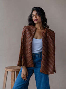 Rhe-Ana - Chevron - Suede & Leather Cape