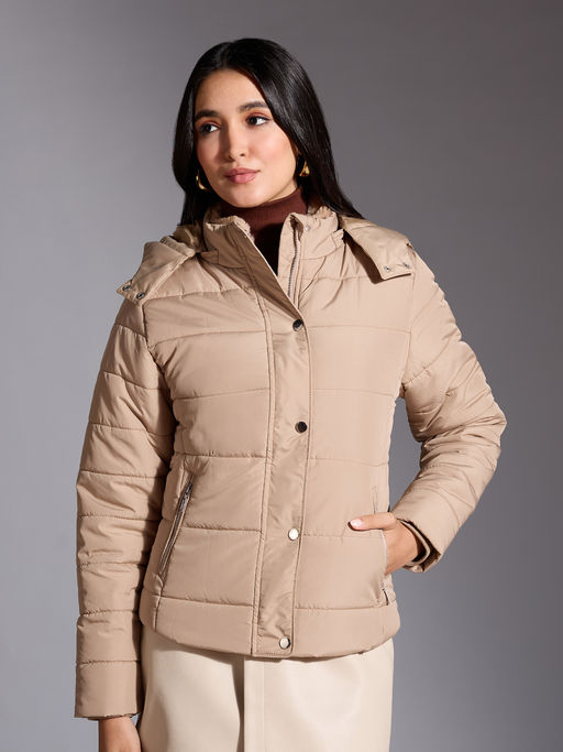 Puffer Beige Fur Vest Outfit We Take Customers As Our God NIA Faux