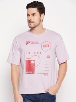 Club York - Men Lavender Printed Round Neck T-shirt