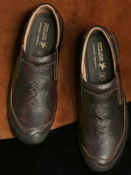 BUCKAROO - BRENT FullGrain Natural Leather Brown Casual Slip-On Shoes for Men