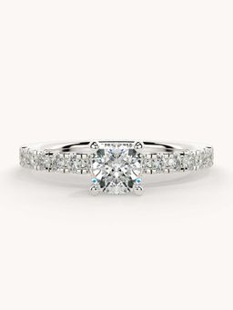 Valanova - White Gold Plated Sterling Silver and Certified Lab Grown Diamond 0.81Cts