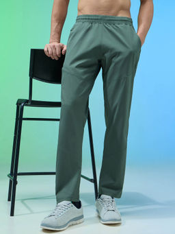 Technosport - Men Green Solid Regular Fit Sports Trackpants with TS FLEXI